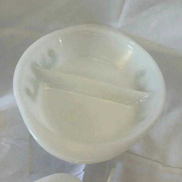 2 - Glasbake 1970s Casserole Dishes Green Daisy Milk Glass MCM Kitchen - Picture 6 of 11